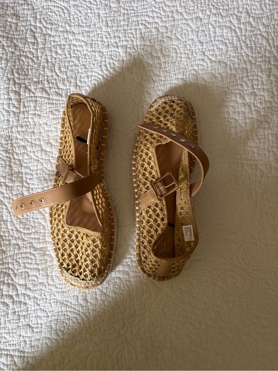 Time and Tru Shoes - Time and Tru Woven Tan Espadrille Flats with Adjustable Strap